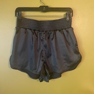 Free People Movement Black Satin Boxer Style Shorts